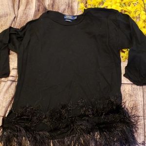 Polo Ralph Lauren merino wool top with fringe hem!